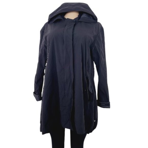 lululemon athletica Jackets & Blazers - Lululemon Women's Black Hooded Long Full Zip Nylon Over Rain Parka Jacket Sz 10